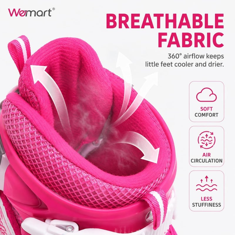 Wemart Roller Skates for Kids, Shine Skates 4 Size Adjustable Roller Skates with Light up Wheels for Girls, Teens, Outdoor Rollerskates for Beginners & Advanced - Image 3