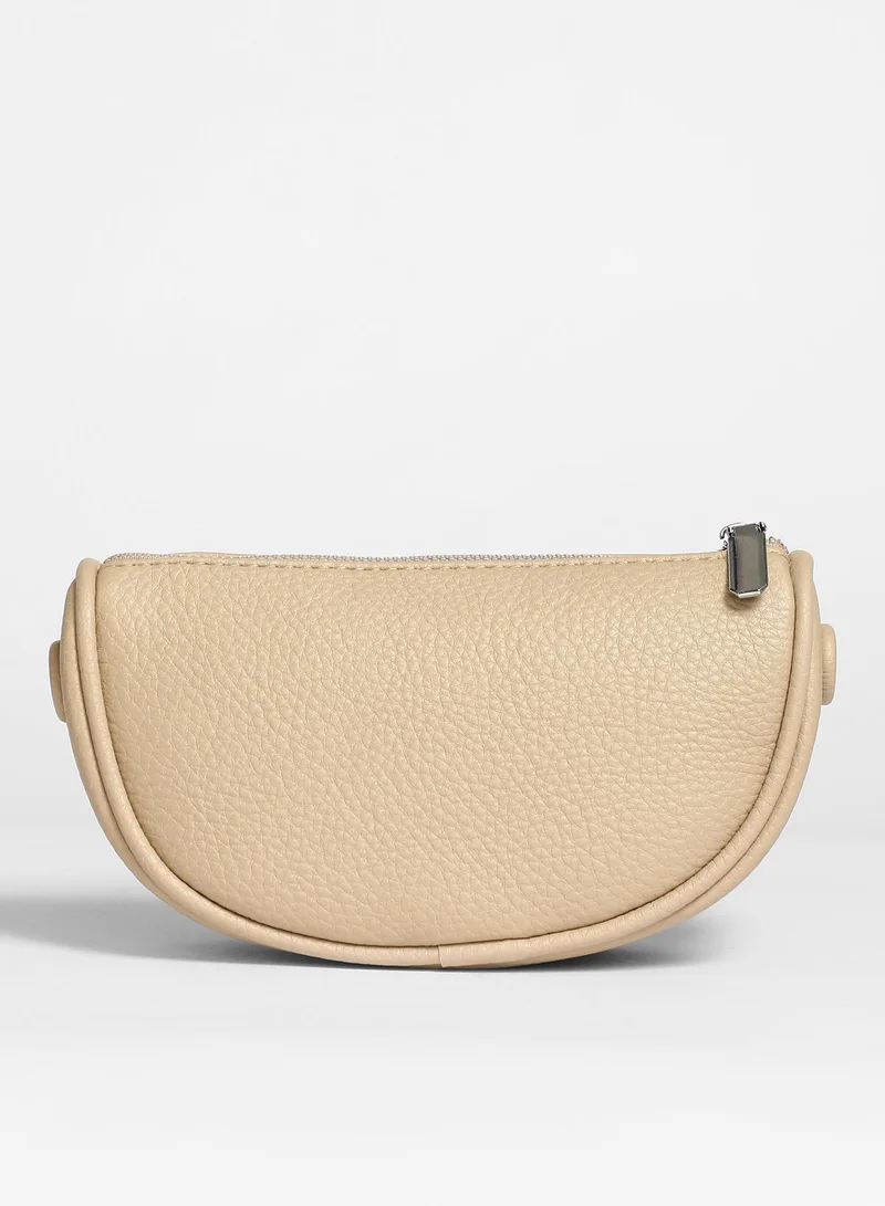 Haute Sauce Haute Sauce Women's Braided Sling Bag For Casual Wear | Beige Colour | One-Size| Zipper Closure | Vegan Leather Material | Detachable Sling | Handbag For Woman & Girls