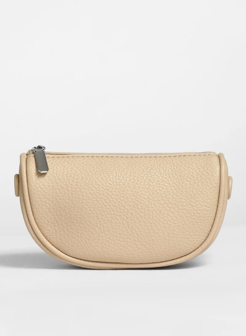 Haute Sauce Haute Sauce Women's Braided Sling Bag For Casual Wear | Beige Colour | One-Size| Zipper Closure | Vegan Leather Material | Detachable Sling | Handbag For Woman & Girls