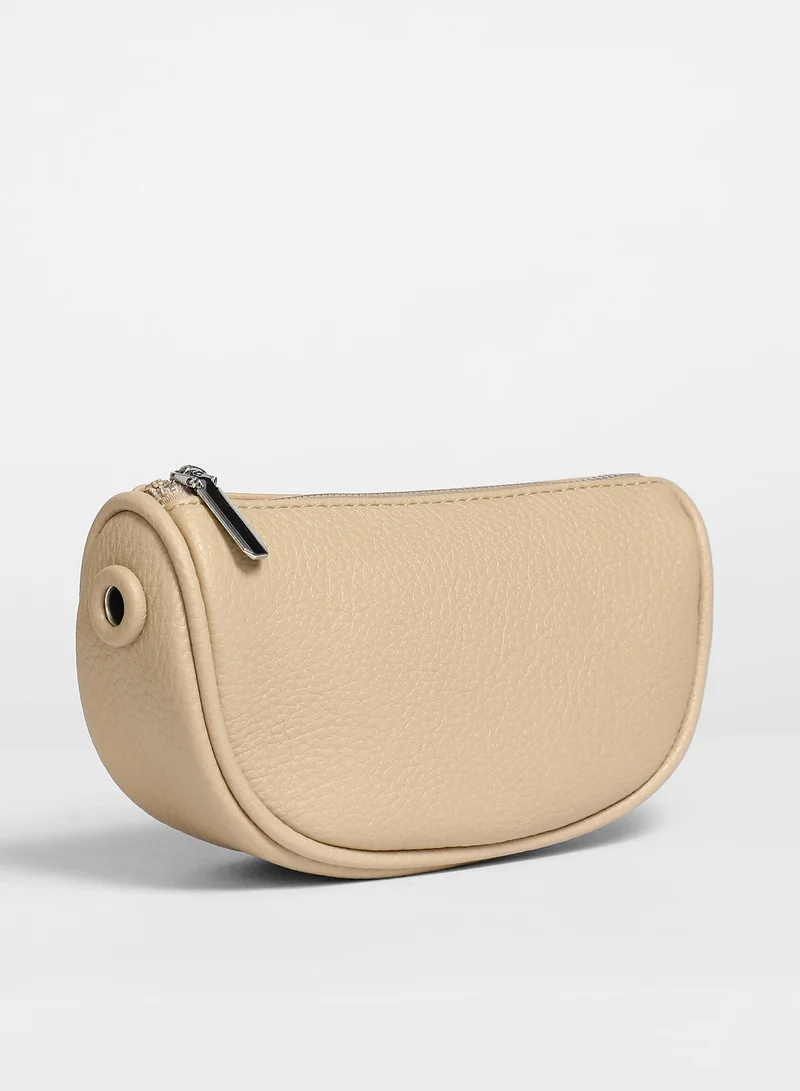 Haute Sauce Haute Sauce Women's Braided Sling Bag For Casual Wear | Beige Colour | One-Size| Zipper Closure | Vegan Leather Material | Detachable Sling | Handbag For Woman & Girls