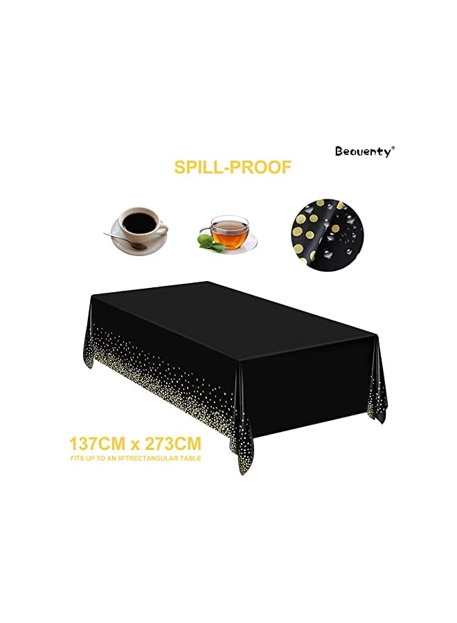 Raxoom Black & Gold Party Supplies,169 Pcs Serves 24 Disposable Party Dinnerware,Paper Plates Napkins Cups Tablecloth Forks Knives Spoons for Birthday Wedding Anniversary Graduation (Black & Gold) - Image 3