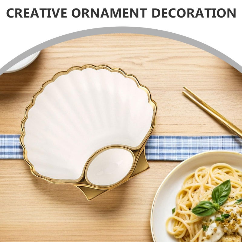 White Porcelain Shell Dumpling Plate With Sauce Dip For Appetizer - Image 5