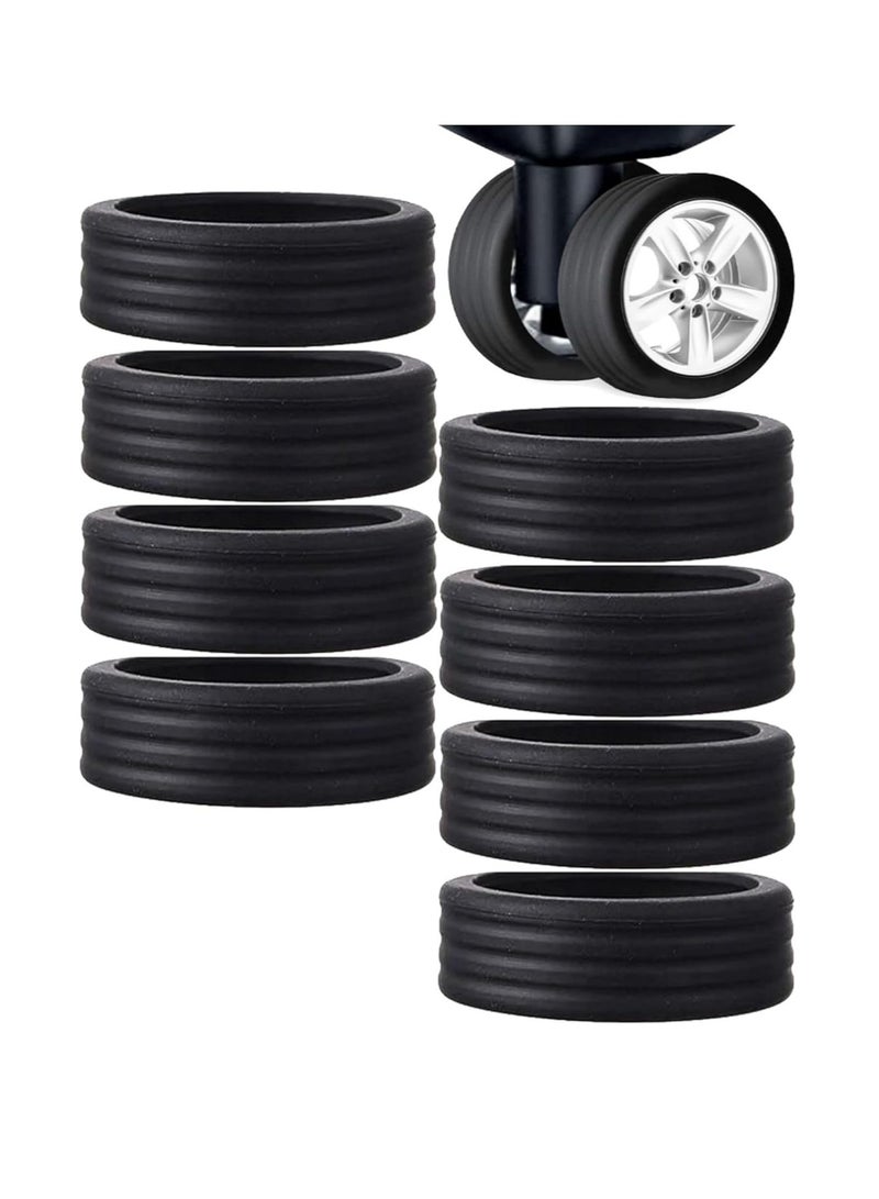 Oasisgalore 8Pack Silicone Black Luggage Suitcase Wheels Cover Silent Protection Cover for Most  8 Caster Luggage - Image 1