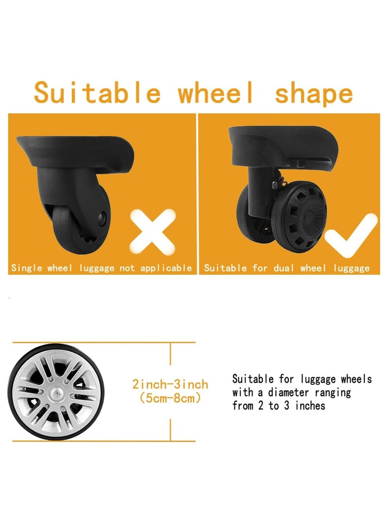 Oasisgalore 8Pack Silicone Black Luggage Suitcase Wheels Cover Silent Protection Cover for Most  8 Caster Luggage - Image 2