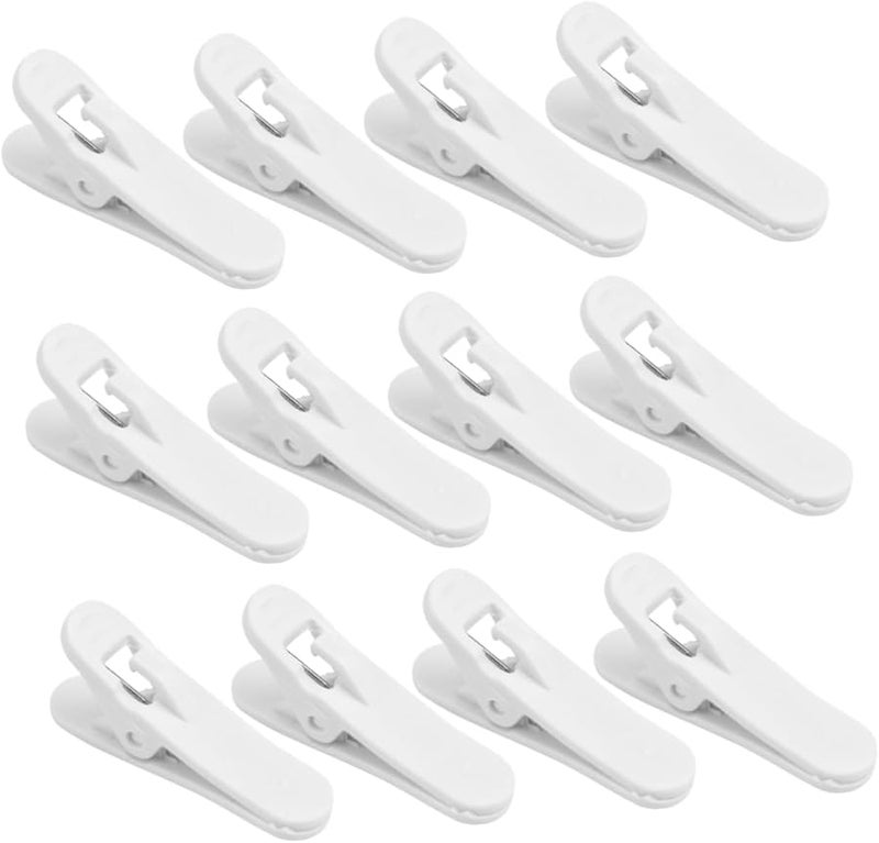 White Alligator Clips 100Pcs Headphone Cable Organizer Durable Wire Clamp for Clothing Headsets - Image 1