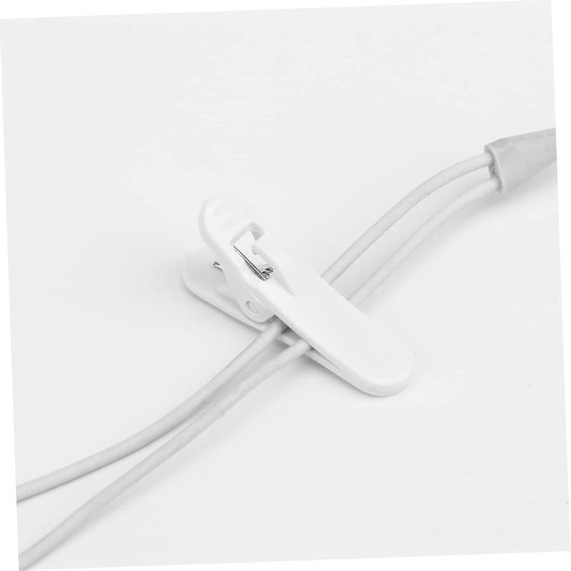 White Alligator Clips 100Pcs Headphone Cable Organizer Durable Wire Clamp for Clothing Headsets - Image 5