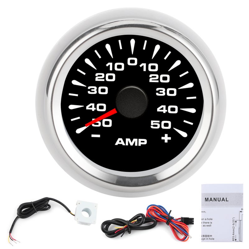 Digital Ammeter: IP67 Waterproof Dust-Proof Curved Anti-Fog Glass - 9-32V Ultra-Wide Voltage Durable Vibration-Resistant Stepper Motor Ammeter for Automotive Marine Harsh Environments - Image 1