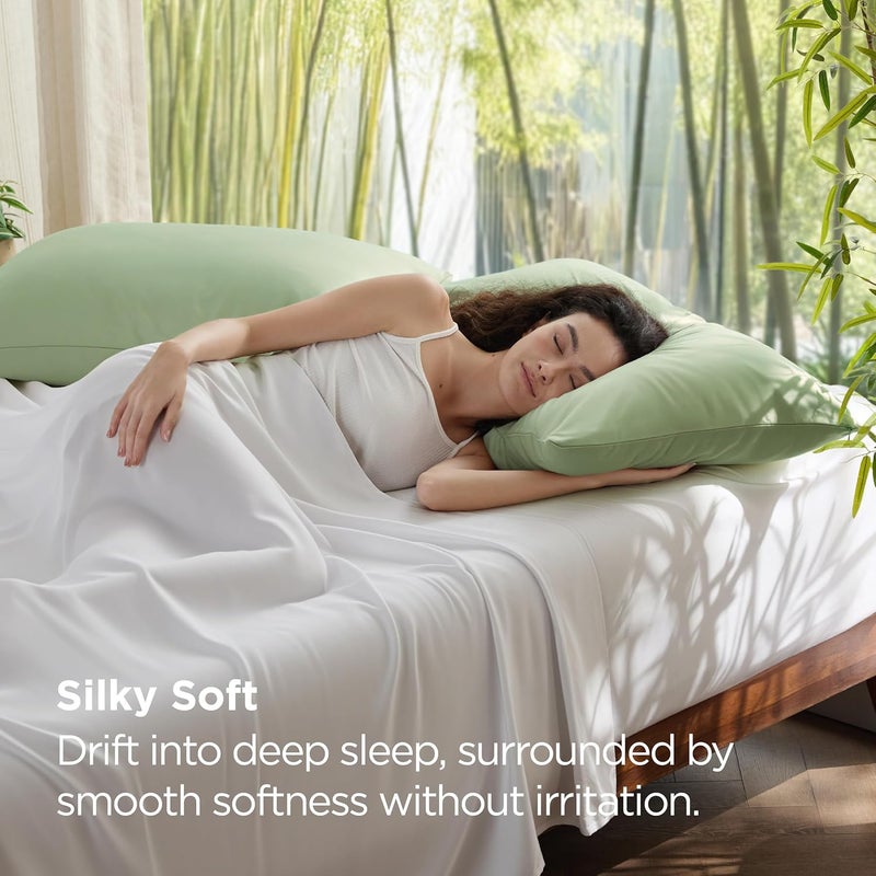 Bedsure Cooling Pillow Cases Standard Size 2 Pack, Rayon Derived from Bamboo Cooling Pillowcase for Hot Sleepers, Soft & Breathable Cool Pillow Covers with Zipper, Gifts, Sage Green, 20x26 Inches - Image 3