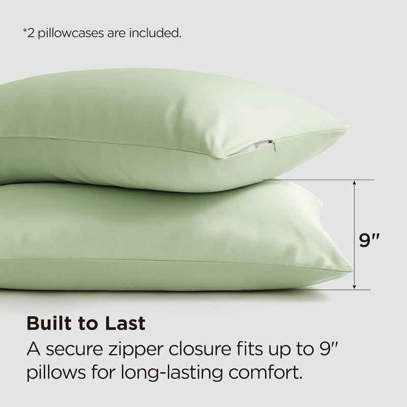 Bedsure Cooling Pillow Cases Standard Size 2 Pack, Rayon Derived from Bamboo Cooling Pillowcase for Hot Sleepers, Soft & Breathable Cool Pillow Covers with Zipper, Gifts, Sage Green, 20x26 Inches - Image 4