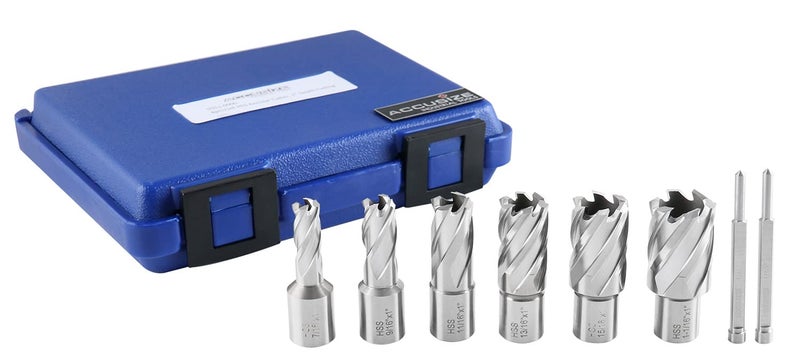 Accusize Industrial Tools H.S.S. Annular Cutter Set, 1'' Cutting Depth, 7/16'' to 1-1/16'' with 3/4'' Weldon Shank, 8 Pc Set, HSS1-0000 - Image 3
