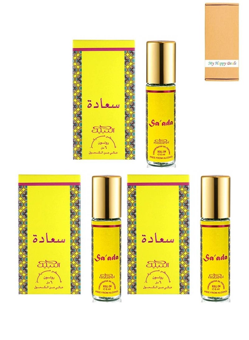 نبيل 3 قطع نبيل سعادة عطر دوار خالي من الكحول 6 مل - Image 1