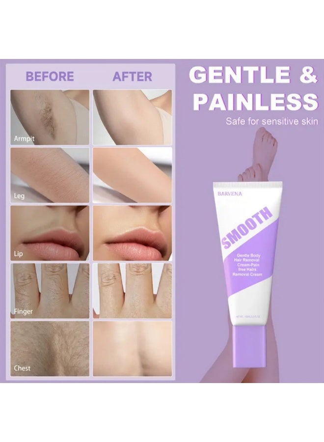 BARVENA Gentle Body Hair Removal Cream - Pain-Free, Smooth Skin with Aloe Vera & Natural Extracts, Suitable for All Skin Types - Image 2