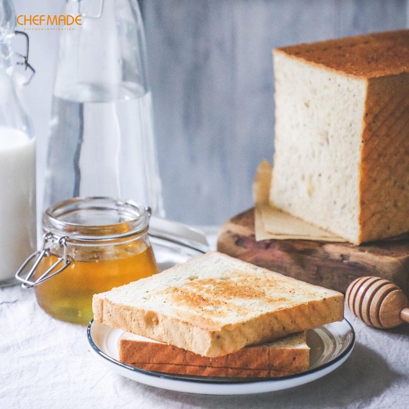 CHEFMADE Pullman Loaf Pan with Lid, 1Lb Dough Capacity Non-Stick Rectangle Corrugated Toast Box for Oven Baking 4.2" x 7.7"x 4.4"(Champagne Gold) - Image 4