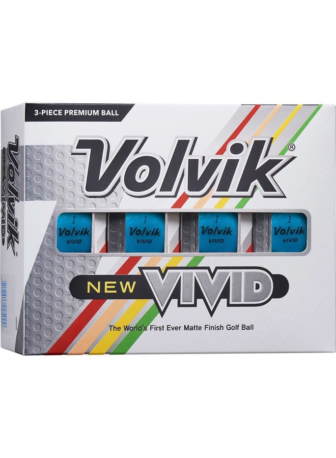 Volvik Vivid Golf Balls: Matte Blue, Dozen - Image 1