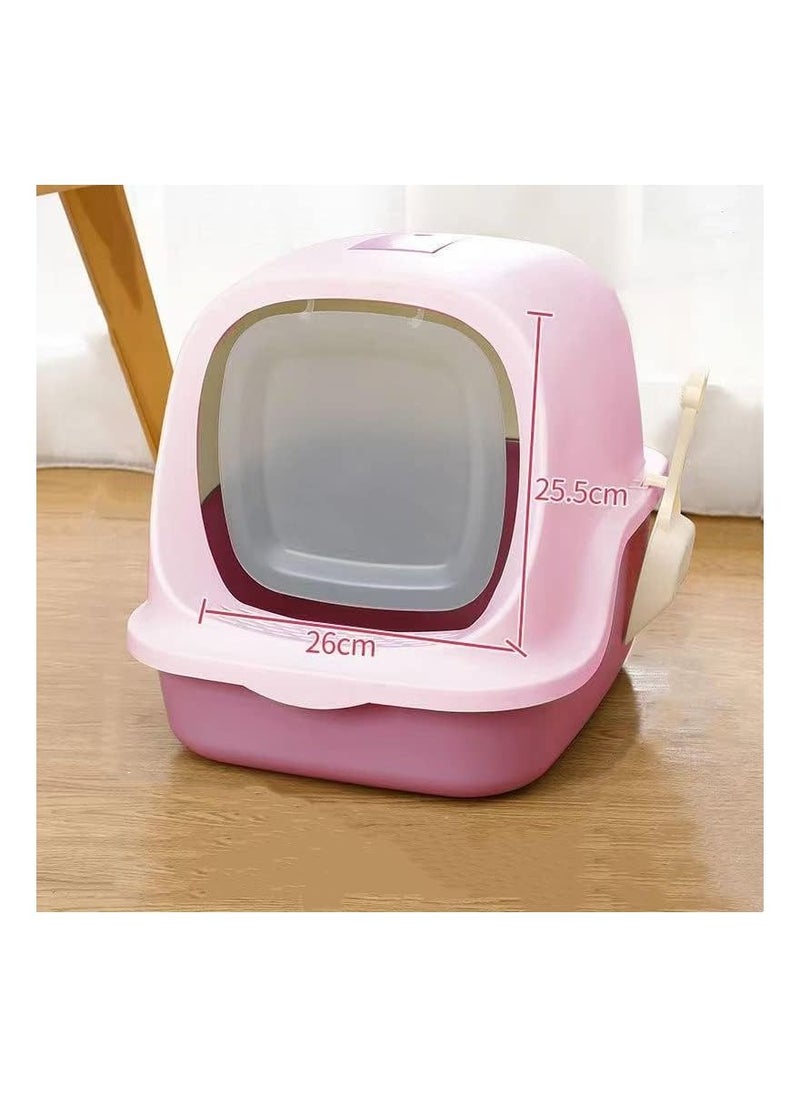 Generic - Cat Litter Box with Lid, Fully Enclosed Splash and Leak Proof Litter Box, High Edge Odorless Cat Litter Box, Easy to Set Up and Clean (Pink) - Image 1