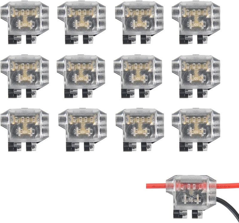 Brightfour Low Voltage Wire Connector, Quick Wire Splice Connector, 3 Way T Tap Solderless Wire Connectors, Ideal for LED Lighting, and Automotive, Fit 24-18 AWG Wires 12 Pack - Image 1