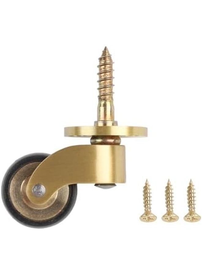 Heavy Duty Brass Antique Casters 360 Swivel Rubber Wheels Low Noise Non Marking For Furniture - Image 3