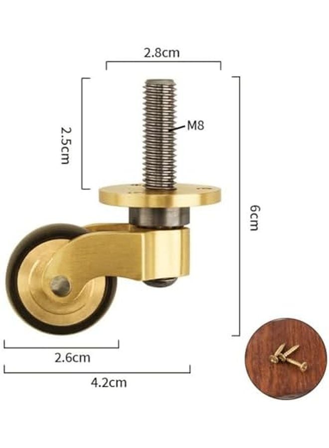 Heavy Duty Brass Antique Casters 360 Swivel Rubber Wheels Low Noise Non Marking For Furniture - Image 5