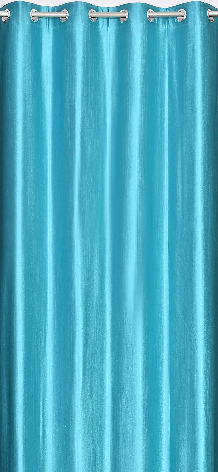 Yarnis Yarnis Polyester Digital Printed Floral Curtain for Living Room Home Decor I Set of 3 I Aqua Blue 4 X 5 Feet - Image 4
