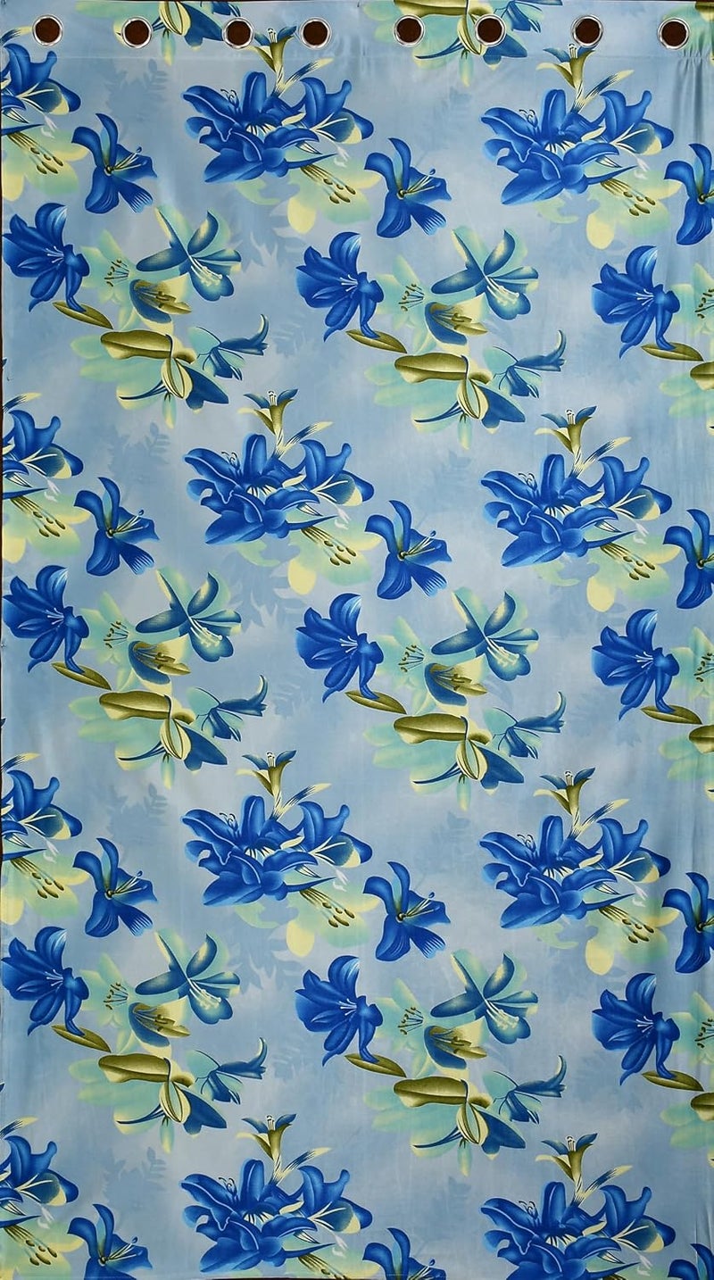 Yarnis Yarnis Polyester Digital Printed Floral Curtain for Living Room Home Decor I Set of 3 I Aqua Blue 4 X 5 Feet - Image 3