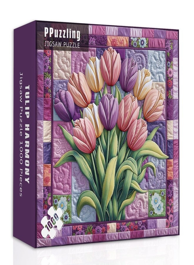 PPuzzling Tulips Puzzles for Adults 1000 Pieces, Tulip Flower Garden Jigsaw Puzzles, Colorful Floral Plant Puzzle - Image 1