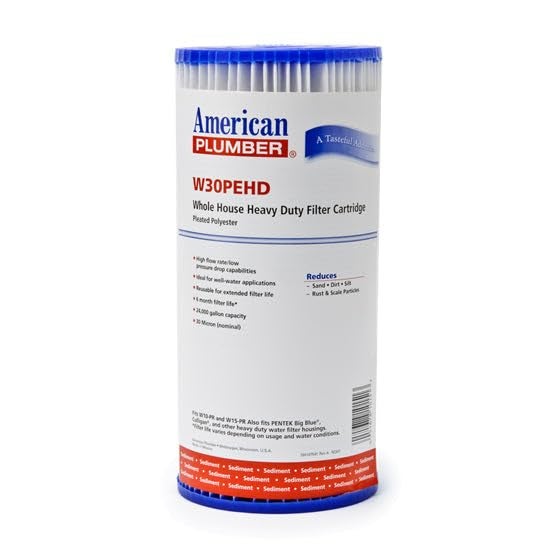American Plumber Package Of 6 American Plumber W30PEHD Pleated Polyester Water Filters 