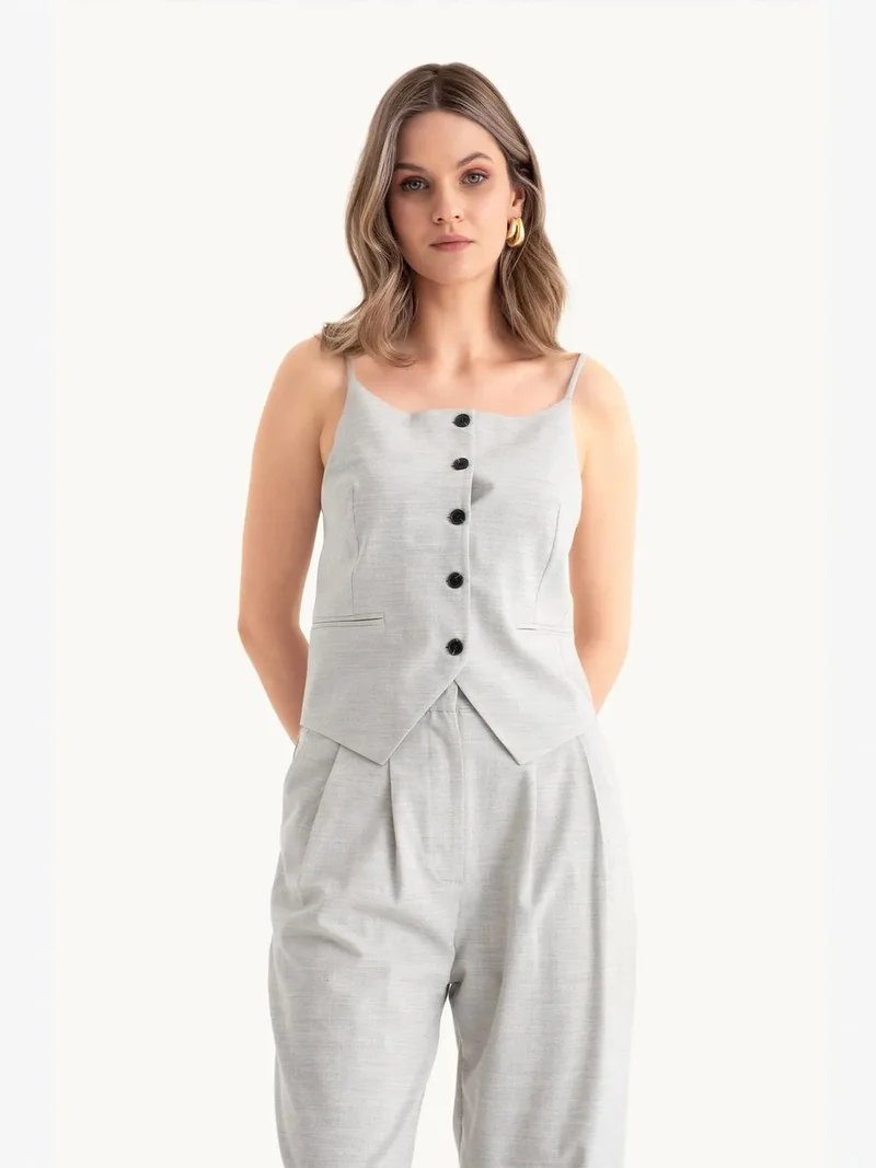 HICCUP Spaghetti Strap Buttoned Top