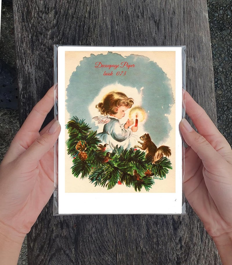 Flonz Decoupage Paper Pack (21 Sheets 6"x8") Christmas Little Angel Vintage Styled Christmas Pictures Cards for Decoupage, Craft and Scrapbooking - Image 3