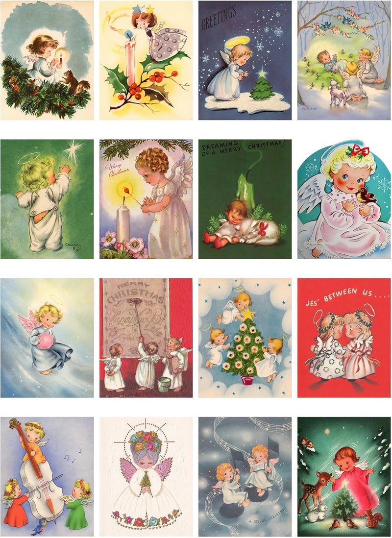 Flonz Decoupage Paper Pack (21 Sheets 6"x8") Christmas Little Angel Vintage Styled Christmas Pictures Cards for Decoupage, Craft and Scrapbooking - Image 2