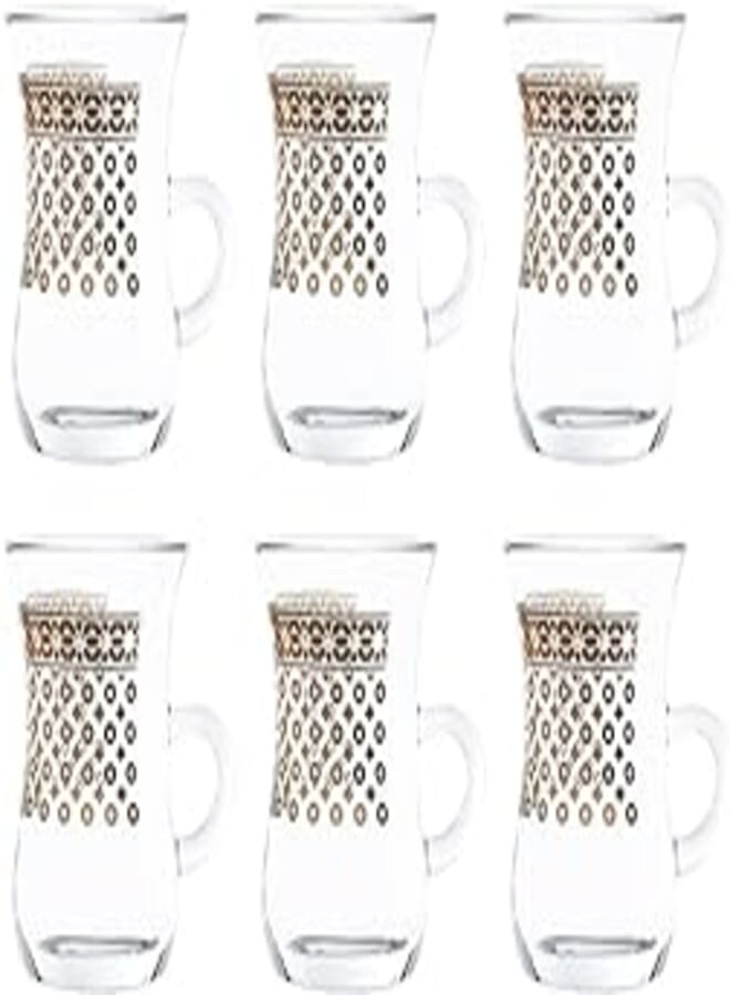 Dimlaj cascade printed finest durable glass terkish tea set, 6 pieces