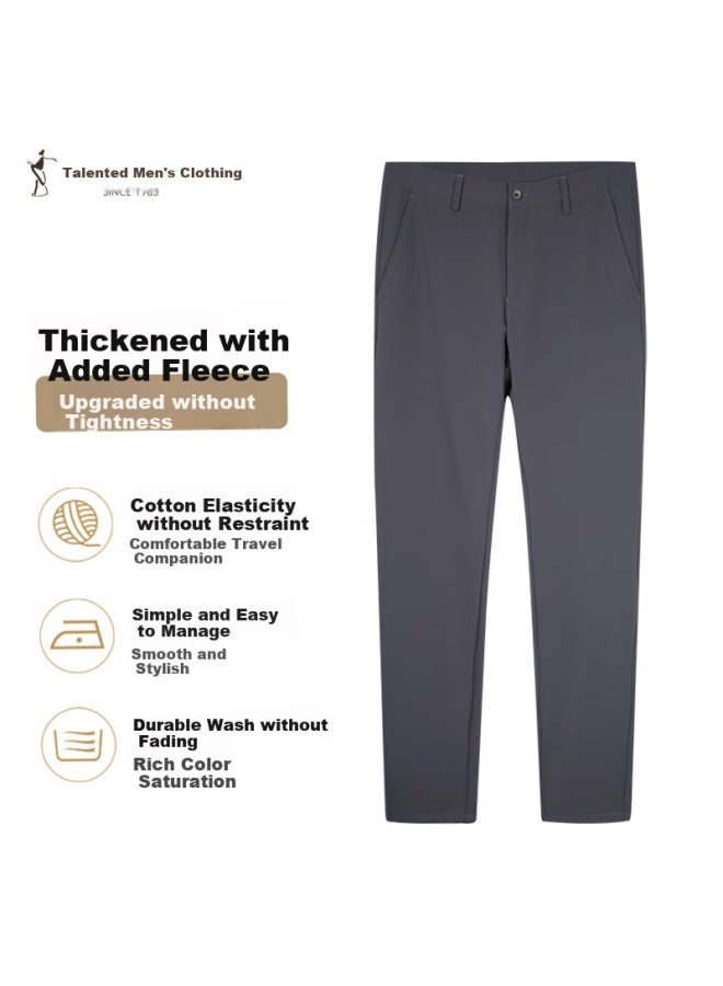 Tries Men's Casual Pants With Fleece Lining, Thickened, Warm For Autumn And Winter, New Style, Solid Color Or Multi-color Options Available, Fashionable, Draping, And Stretchy - Image 1