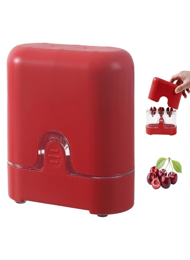 CEHNCEH 3-in-1 Cherry Pitter and Slicer, Manual Cherry Core Remover Tool Cuts Cherries in Half, for Kitchen Baking Making Cherry Jam Saving Time & Effort(Red) - Image 1