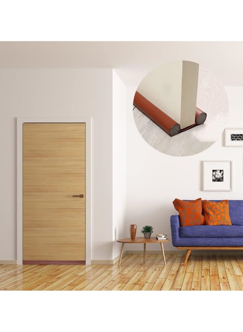 XiuWoo 4 pcs Large Door Draft Stopper for Bottom of Doors 36 Inch Under Door Draft Noise Blocker Black Gap Stoppers Door Draft Guard for Bottom of Doors Adjustable Twin Door Sweep Draft Seal Window Sealer-Brown - Image 4