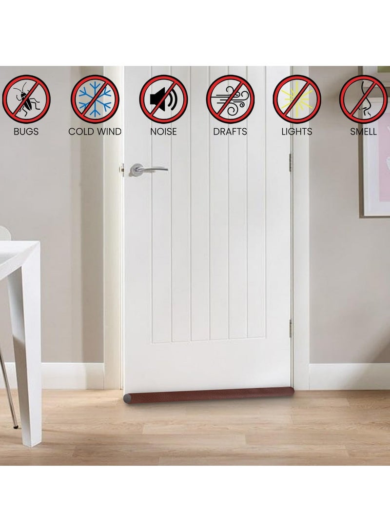 XiuWoo 4 pcs Large Door Draft Stopper for Bottom of Doors 36 Inch Under Door Draft Noise Blocker Black Gap Stoppers Door Draft Guard for Bottom of Doors Adjustable Twin Door Sweep Draft Seal Window Sealer-Brown - Image 2