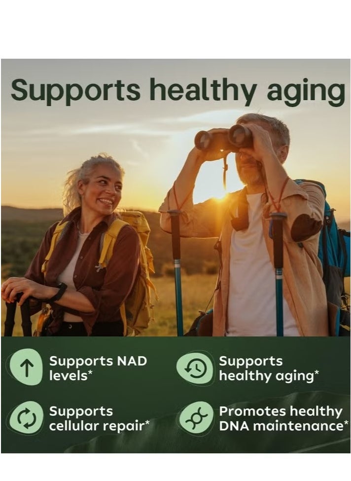 NAD NAD+ Supplement with Nicotinamide Riboside & Resveratrol – Anti-Aging, Energy & Focus Support – 80 Vegan Capsules with Liposomal Delivery  - Image 2
