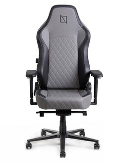نافو كرسي ألعاب Navodesk APEX Cloud Leather Ergonomic - ظهر مرتفع بزاوية 155 درجة، مساند ذراع معدنية رباعية الأبعاد، مسند رأس من إسفنج الذاكرة المغناطيسي، دعم قطني قابل للتعديل، عجلات 60 مم، لون رمادي نهائي | APEX-NX-GY  - Image 2