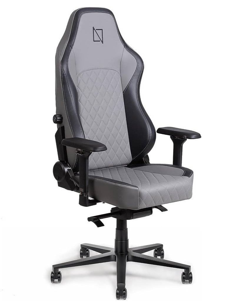 navo Navodesk APEX Cloud Leather Ergonomic Gaming Chair – 155° Reclining High Back, 4D Metal Armrests, Magnetic Memory Foam Headrest, Adjustable Lumbar Support, 60mm Castors, Ultimate Grey | APEX-NX-GY - Image 4