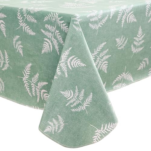 Walrus Heavy Duty Vinyl Tablecloth with Flannel Backing Waterproof Oil-Proof Plastic Table Cloth Stain-Resistant Wipeable Rectangle or Square Table Cover for Indoor and Outdoor (Mint Leaf, 60X84 Inch) - Image 1