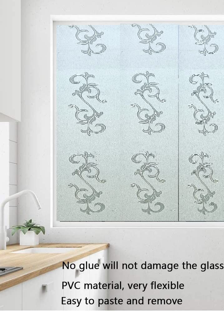 SIA VENDORS Privacy Frosted Removable Window Film Heat Control Glass Covering for Home II Office II Bathroom Static Cling Opaque Self Adhesive Door Sticker (Flower Frost, 12 X 48 Inches) - Image 4
