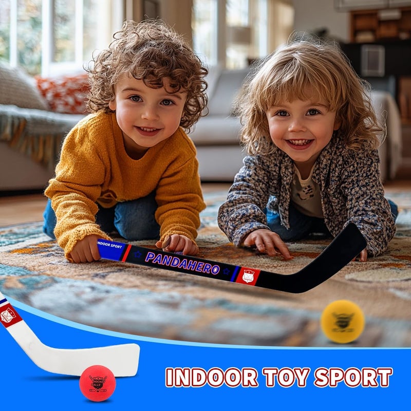 Pandahero Mini Knee Hockey Sticks Set for Kids – Christmas Toys Gifts & Stocking Stuffers for Toddler Boys & Girls – Indoor Mini Hockey Kit with 4 Sticks, 6 Foam Balls & 6 Pucks - Image 4