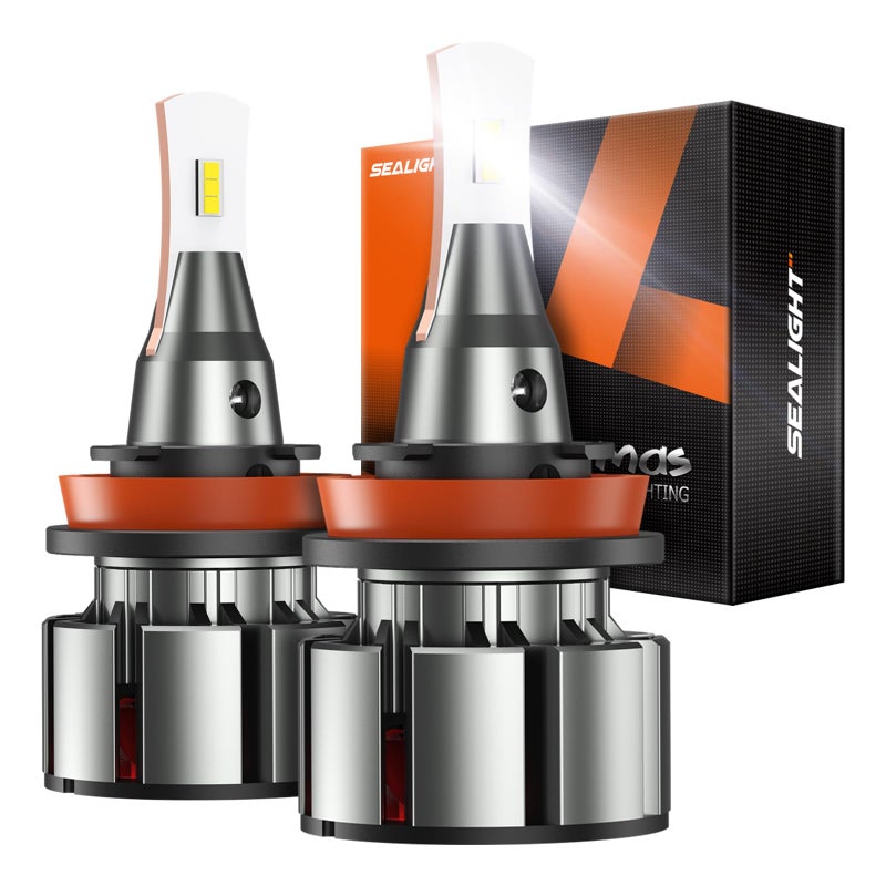 SEALIGHT H11/H9/H8 Light Bulbs, 800% Ultra-Brightness than Halogen, 10-Year Extended Lifespan, 6500K White Illumination for Automotive H11 Lights, Plug-N-Play, Pack of 2 - Image 1