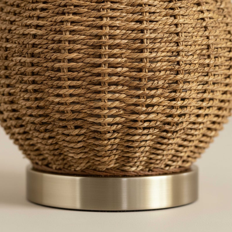 Home Box Naturel Grass Rope Table Lamp with Linen Shade - 36x62 cm - Image 3