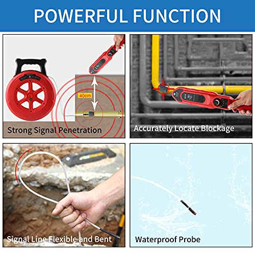 Yeipower Pipe Blockage Detector Locators-Sensor - Water Pipe Wall Scanner 30M Pipeline Detector Metal PVC Water Pipes Clogging Tool - Image 4