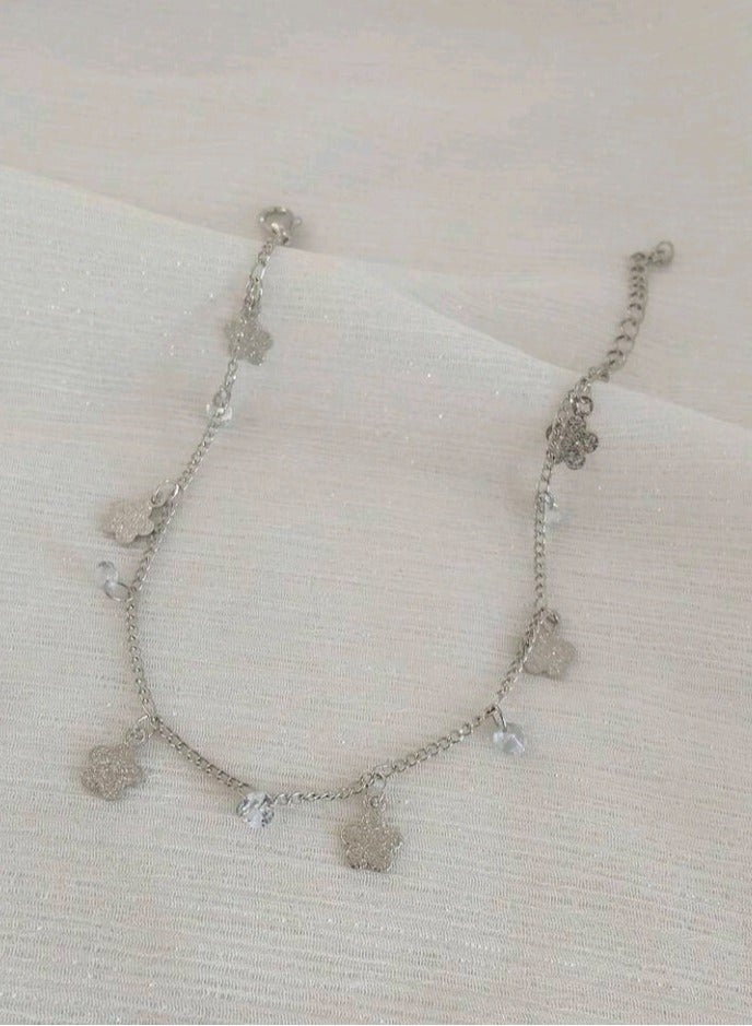 خلخال نسائي عصري وأنيق من الاستانلس ستيل باللون الفضي - Image 2