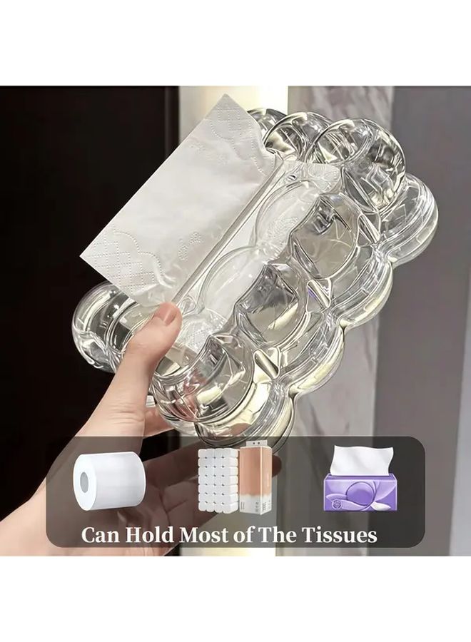 Transparent White Heavy Duty Rectangular Tissue Box Holder With Dome Lid For Bathroom - Image 5