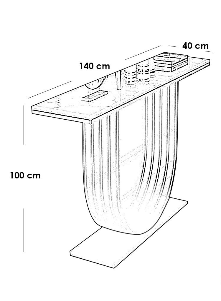 Generic Wam Diaf wood and marble entrance table, silver and white - 140 x 40 x 100 cm  - Image 2