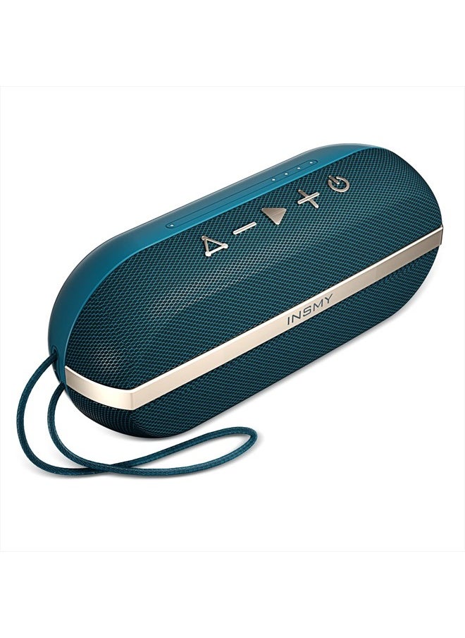 INSMY - Portable Bluetooth Speakers, IPX7 Waterproof Floating 20W Wireless Speaker Loud Sound Rich Bass, Stereo Pairing Max 40W, 24 Hours Bluetooth 5.0 Built-in Mic for Outdoors Camping Pool (Blue) - Image 1