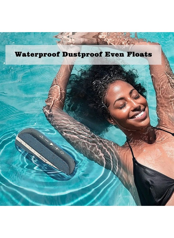 INSMY - Portable Bluetooth Speakers, IPX7 Waterproof Floating 20W Wireless Speaker Loud Sound Rich Bass, Stereo Pairing Max 40W, 24 Hours Bluetooth 5.0 Built-in Mic for Outdoors Camping Pool (Blue) - Image 1