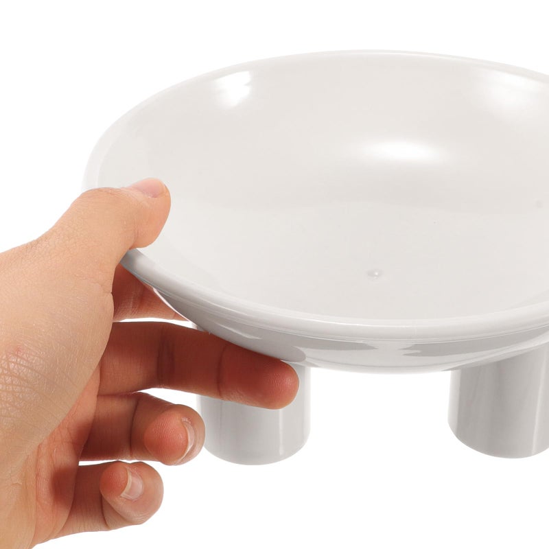 Elevated Cat Bowl with Neck Protection Tilted Pet Feeder Sturdy White Plastic for Kittens Small Dogs - Image 5