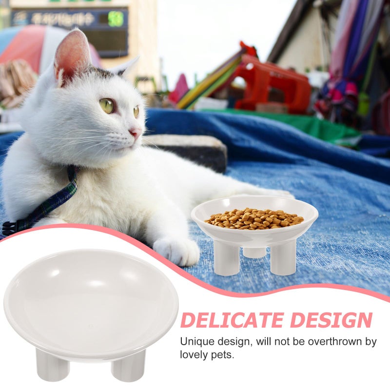 Elevated Cat Bowl with Neck Protection Tilted Pet Feeder Sturdy White Plastic for Kittens Small Dogs - Image 4
